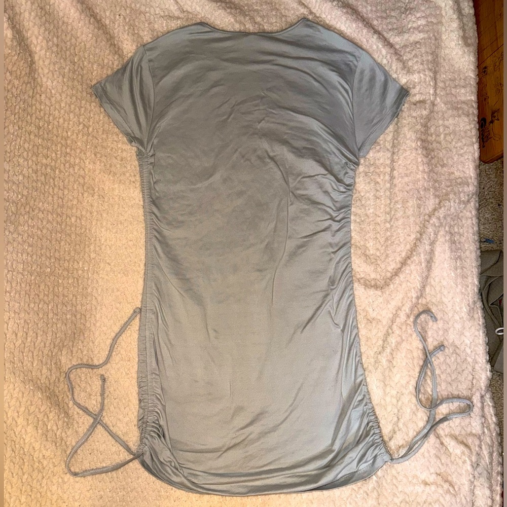 Blue Gray Ruched Mini Dress - Picture 2 of 4